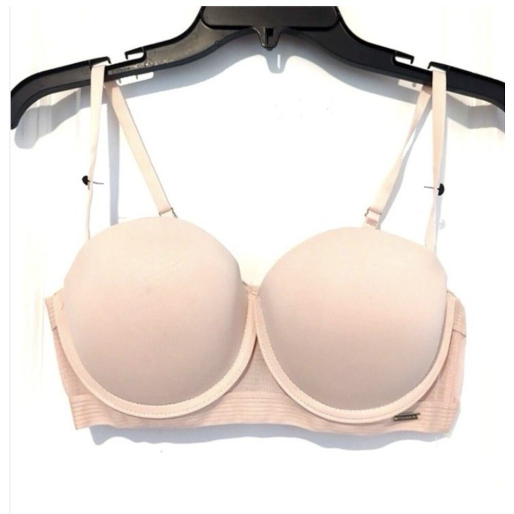 Elegant Tahari Blush Push Up Padded Bra 34B Adjustable LOGO NWOT